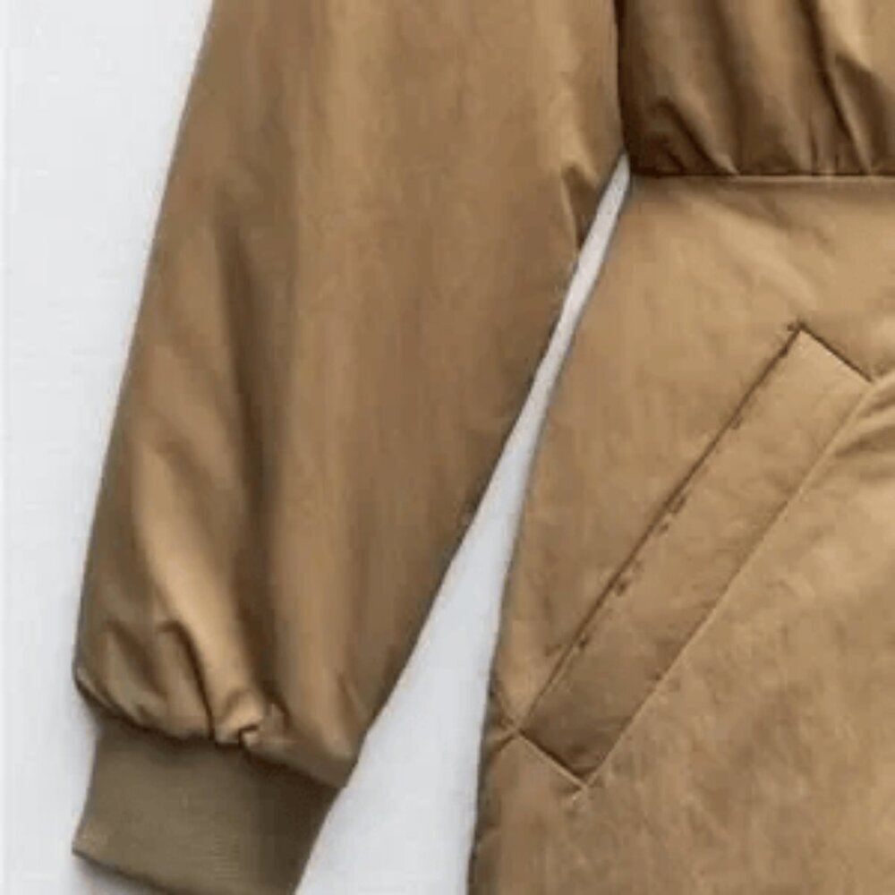Zara NWT Puff Bomber Full Zip Mini Dress XS MINIMALIST QUIET FLEX MODERN COUTURE - Picture 16 of 17